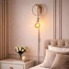Arandela Pendente Quarto Decoração Para Casa em Macramê Boho + Mão Francesa