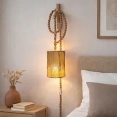 Luminária Pendente Decoração Para Casa Abajur de Quarto + Mão Francesa e Cúpula em Macramê