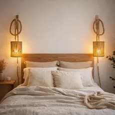 Kit 2 Luminárias Pendente Em Macramê Abajur De Cabeceira Decoração Casa