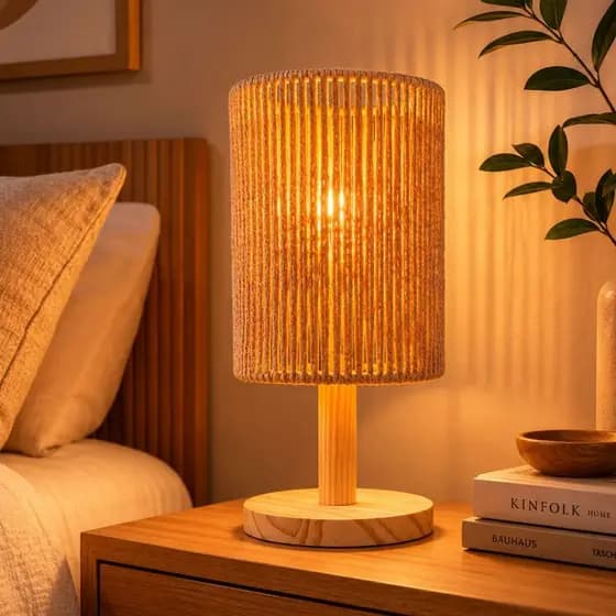 Abajur de Mesa Quarto Decoração Casa Elegante Cúpula em Cordão