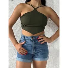 cropped eva top frente unica moda blogueira malha ribana  envio imediato