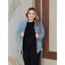 Jaqueta Feminina Jeans Plus Size Com Rasgo Sem Lycra G1 ao G4 envio imediato