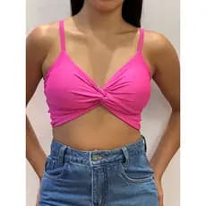 Cropped detalhe no busto com bojo tendência 2024 envio imediato