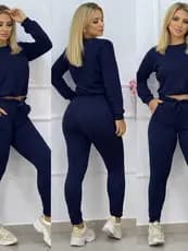 Conjunto Cropped Manga Longa e Calça Lãzinha para o inverno