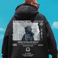 Moletom Canguru Unissex Chernobyl Radioactive Nuclear Disaster Toxico Streetwear Frente e Costas