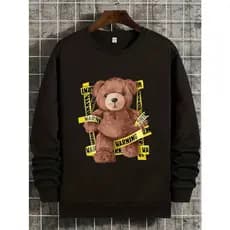 Moletom Estampado Urso Bear Warning Streetwear Gola Redonda Agasalho Unissex
