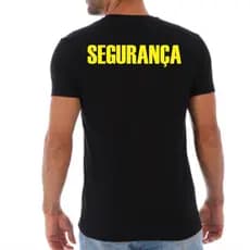 Camiseta Preta Segurança Escrito Amarelo Vigilante Escolta