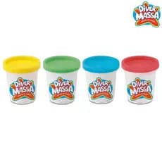 Kit 4 Potes Massinha De Modelar Infantil Diver Massa Play Super Macia Envio Imediato