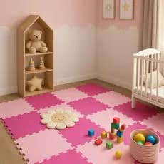Kit 12 Tapete Tatame Eva Infantil Bebê Tons De Rosa Premium 50x50CM 1CM
