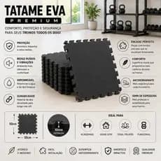 Kit 20 Placas Tatame Tapete Eva Preto Linha Premium 50x50 10mm Premium