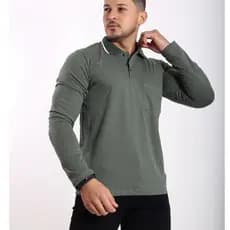Camiseta Masculina MANGA COMPRIDA com Gola Top Malha 100% Algodão Tipo Polo Frio