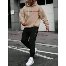 Conjunto Blusa de Frio Casaco Esporte Canguru Paris Com Bolso Capuz + Calça Paris Moletom Unissex