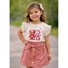 Conjunto infantil feminino 4 6 8 10 anos conjunto vermelho branco infantil blusa e shorts saia conjunto para menina