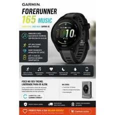 Relógio Inteligente Garmin Forerunner 165 Music - Preto, 1,2