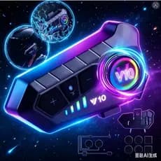 Intercomunicador Bluetooth Y10 para Capacete Moto RGB Som Hi-Fi GPS Chamadas USB-C