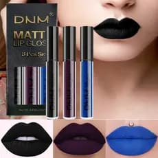 Novo Conjunto De 3 Peças/Set Batom Líquido À Prova D'água Maquiagem De Longa Duração Preto Azul Púrpura Verde Fosco