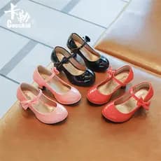 Primavera outono novo estilo meninas salto alto sapatos de princesa crianças borboleta Festival desempenho sapatos