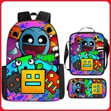Mochila de moda com padrão geométrico, leve e durável, adequada para meninos e meninas, ideal para armazenamento em viag