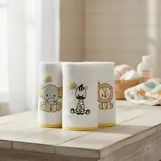 kit Fralda de boca bordado 3 peças amarelo safari