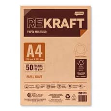Papel Kraft A4 120g 50 folhas reciclado multiuso Jandaia