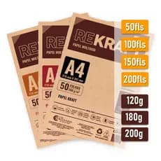 Papel Kraft A4 multiuso reciclado 120g, 180g ou 200g