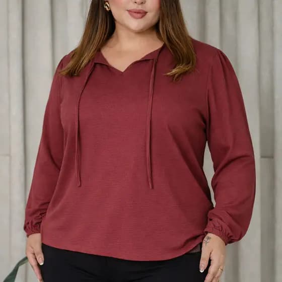 Blusa Plus Size feminina MANGA LONGA social Elegante Premium Moda Evangélica Casual Trabalho Passeio