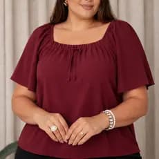 Blusa Plus Size feminina Decote Quadrado MANGA SOLTA social Elegante Premium TENDÊNCIA feminino