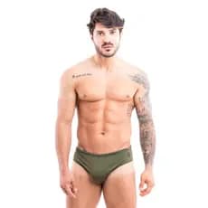 Sunga Slim Verde Oliva Militar Estampa Gel Garda Uomo