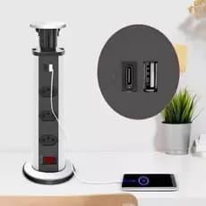 Torre Tomada Embutir Retrátil Mesa Multiplug Usb Tipo-c Bivolt