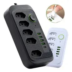 Extensão Com Plástico Anti Chamas Type C + 5 Tomadas + 4 Usb