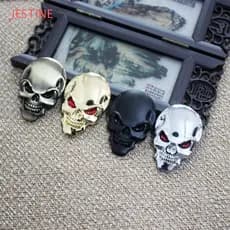 Decalque De Carro Esqueleto De Caveira JESTINE , Adesivo De Metal 3d De Liga De Zinco De Fácil Instalação , Tira Preta D