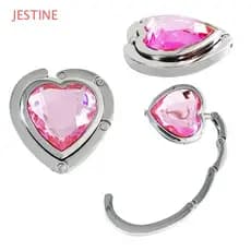 JESTINE Gancho De Mesa Dobrável , Peças De Bolsa , Cabide De Strass , Suporte De Em Formato De Amor