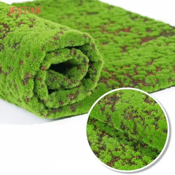JESTINE Grama De Musgo Falso , Tapete Artificial Durável DIY , Verde Realista 50 * 50cm