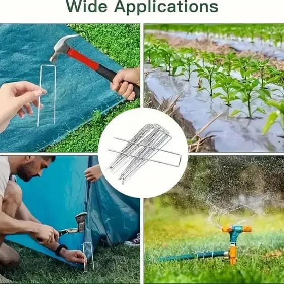 Prego À Terra De 100 Pces , Estaca Em Forma De U Antiferrugem De Aço , Grampos De Relva De Jardim Tipo Sem Curvatura