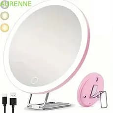 Espelho Ampliador Aurne Com Luz , Ventosa 360 ° De Maquiagem LED Suporte Ajustável , Dobrável