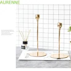 AURENNE 3 Unidades De Castiçais De Metal , Castiçal De Luxo Com Pés Altos À Prova De Ferrugem , Copo Criativo