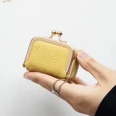 Bolsa De Moedas ISITAB Kiss Lock , Quadrada De Couro De Cor Sólida , Mini Multifuncional Para Itens Pequenos