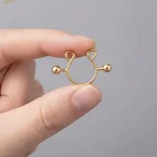 ISITAB 2 Anéis De Clipe De Mamilo , Sem Piercing Falso De Aço Com Design , Acessório De Moda