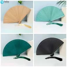 ISITA Leque Dobrável Com Borla , Estilo Portátil , Cor Sólida , De Bambu , Moda Retrô , Requintado , Clássico , Quimono