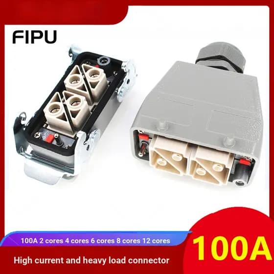 Conector de carga pesada retangular de alta potência de alta corrente 100A 2 núcleos 4 núcleos 6 núcleos HMK-002-M/F plu