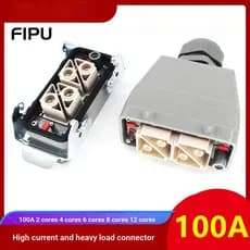 Conector de carga pesada retangular de alta potência de alta corrente 100A 2 núcleos 4 núcleos 6 núcleos HMK-002-M/F plu