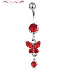 PATRICIA1OW Anel De Umbigo Com Pingentes De Borboleta , De Zircônia De Aço Inoxidável Piercing , Colorido