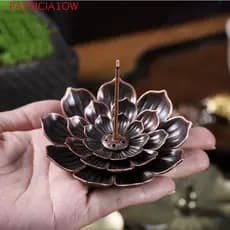 PATRICIA1OW Queimador De Incenso , Suporte Para Bastão Com Design De Lótus De 2/3 Camadas Vintage 6 Furos