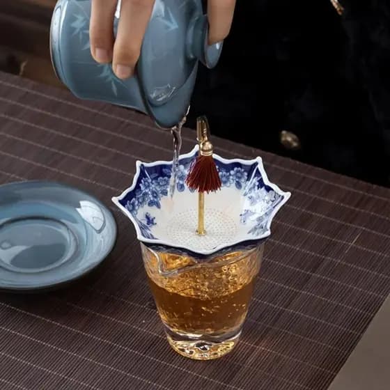 Coador De Chá Guarda-Chuva  , Infusor Estilo Chinês Tradicional , Com Decoração De Mesa Borla