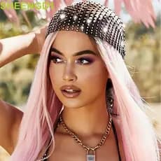 SHEENGD1 Strass Bandana Doce Oco Boêmio Verão Menina Acessórios De Cabelo Bling Turbante