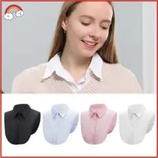 Blusa De Gola Falsa Feminina Cotton Moda Removível Lapela Destacável Preto Branco Azul Rosa