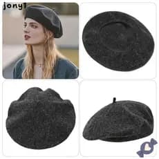 Boné Liso THUY , Chapéu De Boinas De Lã Elegante De Cor Sólida Quente De Artista Francês Retrô Combinado Para Senhora