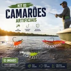Kit 3 Iscas Camarão Artificial Com Jig Head 7,5cm 10gr Silicone - Super Natural