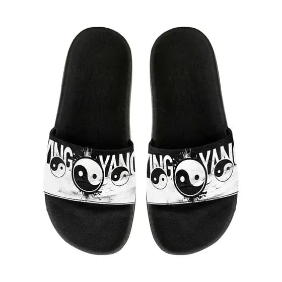Chinelo Slide Masculino E Feminino Preto Estampa Yin Yang Sublimado