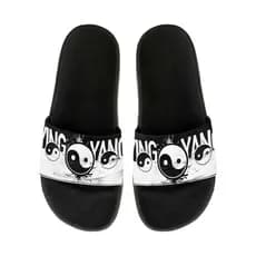 Chinelo Slide Masculino E Feminino Preto Estampa Yin Yang Sublimado